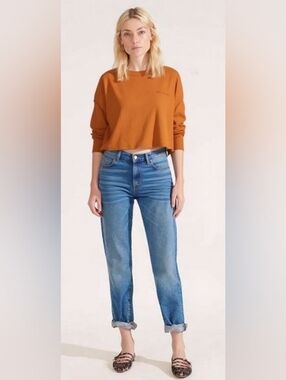 Outdoor Voices Burnt Orange Cropped Crewneck Sweatshirt Size Large